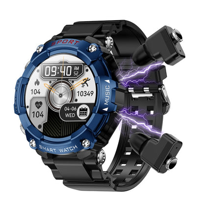 T96 1.52 inch Amoled Screen 2 in 1 Bluetooth Earphone Smart Watch(Blue) by buy2fix