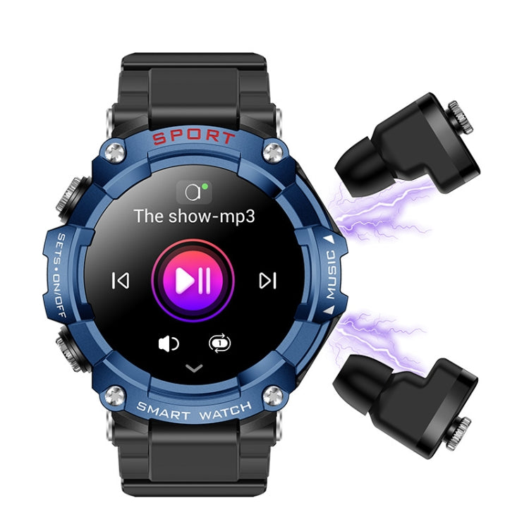 T96 1.52 inch Amoled Screen 2 in 1 Bluetooth Earphone Smart Watch(Blue) by buy2fix