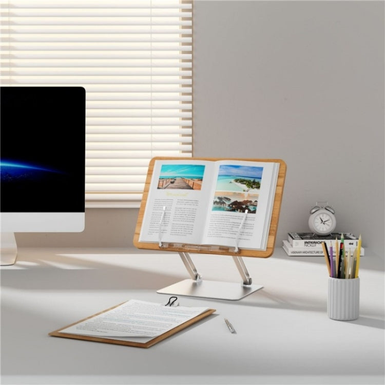 BG-4 Desktop Book Reading Bracket Aluminum Alloy +Wood Board Textbook Tablet Holder Stand by buy2fix