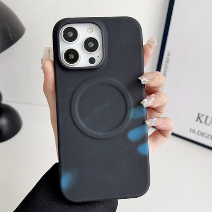 For iPhone 12 Pro Max MagSafe Thermal Sensor Discoloration Silicone Phone Case(Black) by buy2fix