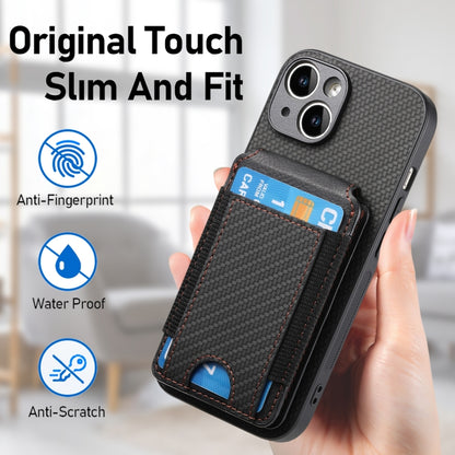 For iPhone 15 Pro Max Carbon Fiber Vertical Flip Wallet Stand Phone Case(Black) - iPhone 15 Pro Max Cases by buy2fix | Online Shopping UK | buy2fix