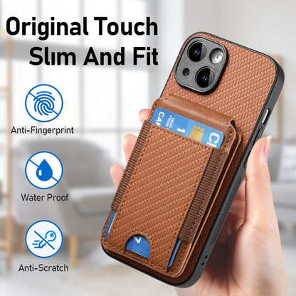 For iPhone 15 Pro Max Carbon Fiber Vertical Flip Wallet Stand Phone Case(Brown) - iPhone 15 Pro Max Cases by buy2fix | Online Shopping UK | buy2fix