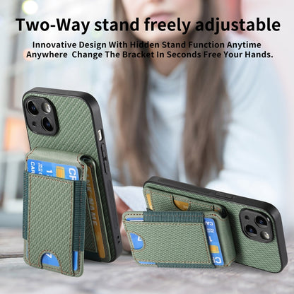 For iPhone 15 Pro Max Carbon Fiber Vertical Flip Wallet Stand Phone Case(Green) - iPhone 15 Pro Max Cases by buy2fix | Online Shopping UK | buy2fix