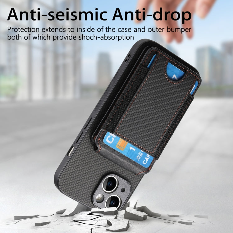 For iPhone 15 Pro Carbon Fiber Vertical Flip Wallet Stand Phone Case(Black) - iPhone 15 Pro Cases by buy2fix | Online Shopping UK | buy2fix