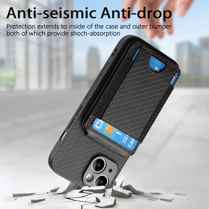 For iPhone 15 Pro Carbon Fiber Vertical Flip Wallet Stand Phone Case(Black) - iPhone 15 Pro Cases by buy2fix | Online Shopping UK | buy2fix