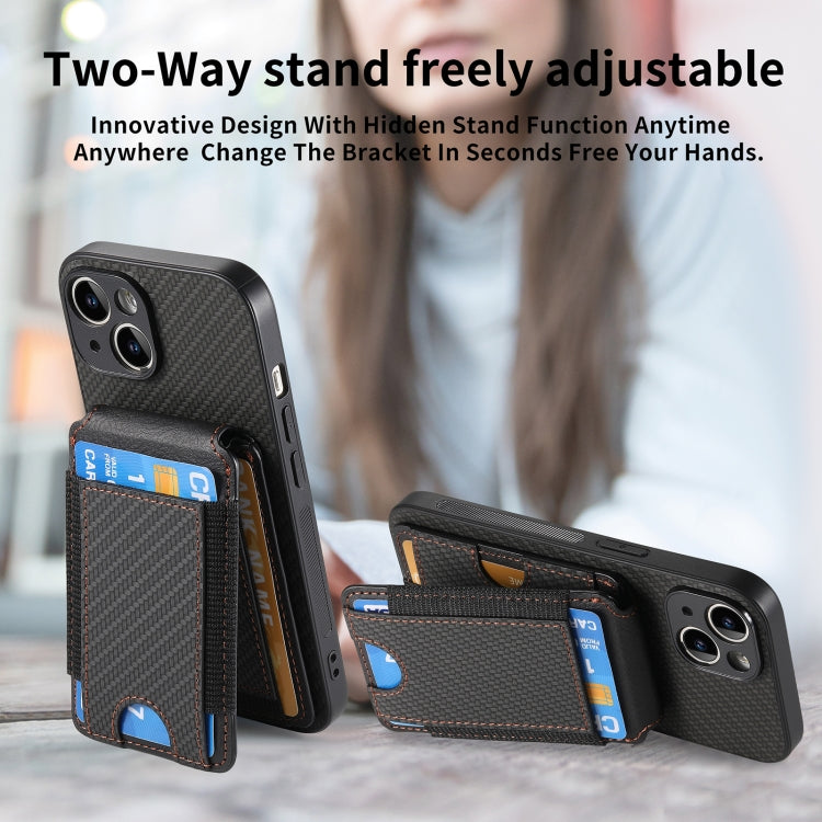 For iPhone 15 Pro Carbon Fiber Vertical Flip Wallet Stand Phone Case(Black) - iPhone 15 Pro Cases by buy2fix | Online Shopping UK | buy2fix