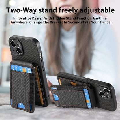 For iPhone 15 Pro Carbon Fiber Vertical Flip Wallet Stand Phone Case(Black) - iPhone 15 Pro Cases by buy2fix | Online Shopping UK | buy2fix