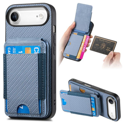For iPhone Air Carbon Fiber Vertical Flip Wallet Stand Phone Case(Blue) - iPhone Air Cases by buy2fix | Online Shopping UK | buy2fix