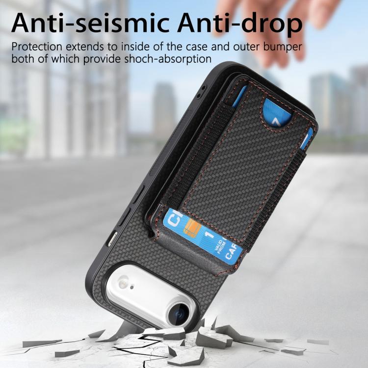 For iPhone Air Carbon Fiber Vertical Flip Wallet Stand Phone Case(Black) - iPhone Air Cases by buy2fix | Online Shopping UK | buy2fix