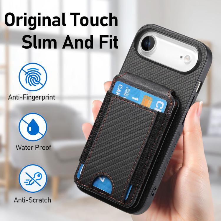 For iPhone Air Carbon Fiber Vertical Flip Wallet Stand Phone Case(Black) - iPhone Air Cases by buy2fix | Online Shopping UK | buy2fix
