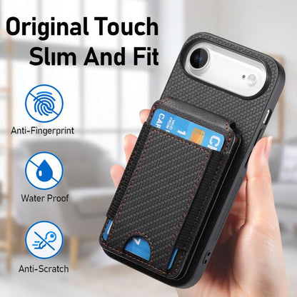 For iPhone Air Carbon Fiber Vertical Flip Wallet Stand Phone Case(Black) - iPhone Air Cases by buy2fix | Online Shopping UK | buy2fix