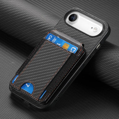 For iPhone Air Carbon Fiber Vertical Flip Wallet Stand Phone Case(Black) - iPhone Air Cases by buy2fix | Online Shopping UK | buy2fix