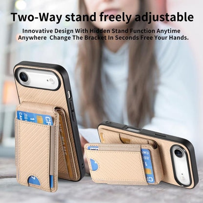 For iPhone Air Carbon Fiber Vertical Flip Wallet Stand Phone Case(Khaki) - iPhone Air Cases by buy2fix | Online Shopping UK | buy2fix
