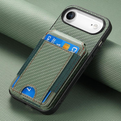 For iPhone Air Carbon Fiber Vertical Flip Wallet Stand Phone Case(Green) - iPhone Air Cases by buy2fix | Online Shopping UK | buy2fix