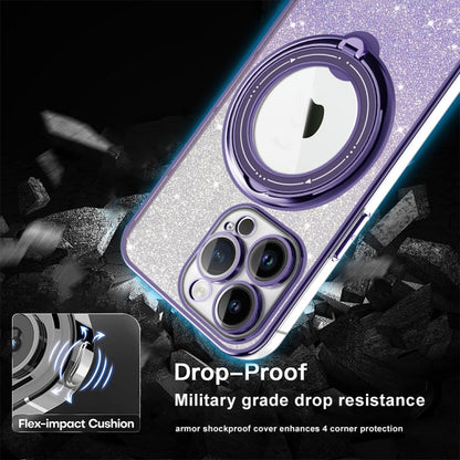 For iPhone 11 Rotation MagSafe Holder Gradient Glitter TPU Phone Case(Night Purple) by buy2fix