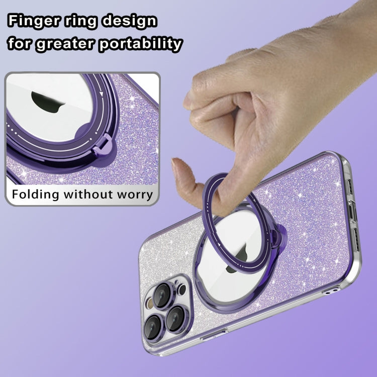 For iPhone 11 Pro Max Rotation MagSafe Holder Gradient Glitter TPU Phone Case(Cangling) by buy2fix