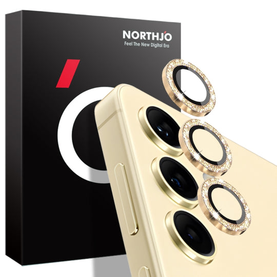 For Samsung Galaxy S24+ 5G NORTHJO Camera Lens Bling Glitter Metal Ring Tempered Glass Film(Gold)