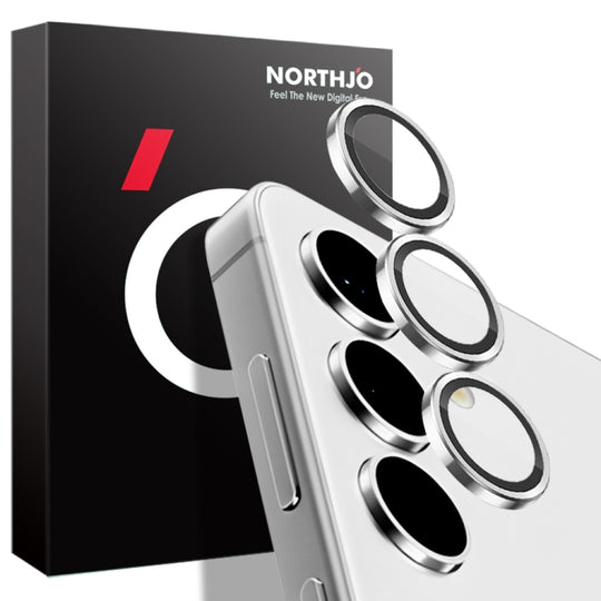 For Samsung Galaxy S24+ 5G NORTHJO Camera LensCD Vein Metal Ring Tempered Glass Film(Silver)