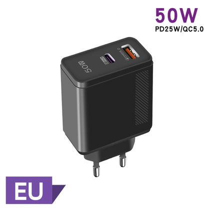 QC5.0 USB / PD25W Type-C Super Fast Charging Full Protocol Phone Charger, EU Plug(Black) by buy2fix
