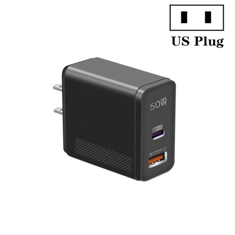 QC5.0 USB / PD25W Type-C Super Fast Charging Full Protocol Phone Charger, US Plug(Black) by buy2fix