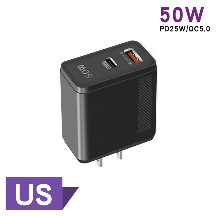 QC5.0 USB / PD25W Type-C Super Fast Charging Full Protocol Phone Charger, US Plug(Black) by buy2fix