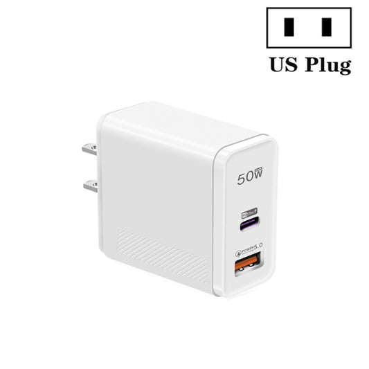 QC5.0 USB / PD25W Type-C Super Fast Charging Full Protocol Phone Charger, US Plug(White) by buy2fix