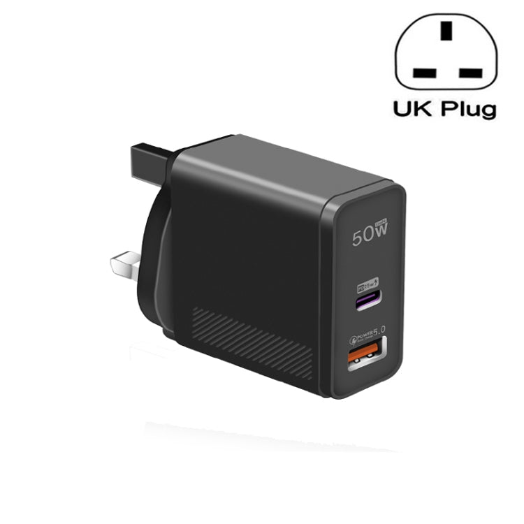 QC5.0 USB / PD25W Type-C Super Fast Charging Full Protocol Phone Charger, UK Plug(Black) by buy2fix