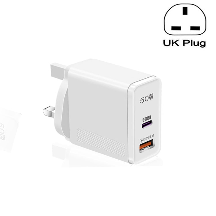 QC5.0 USB / PD25W Type-C Super Fast Charging Full Protocol Phone Charger, UK Plug(White) by buy2fix