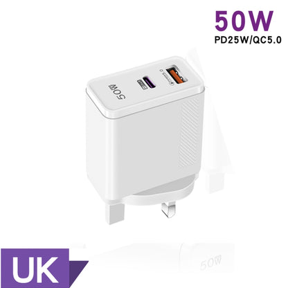 QC5.0 USB / PD25W Type-C Super Fast Charging Full Protocol Phone Charger, UK Plug(White) by buy2fix
