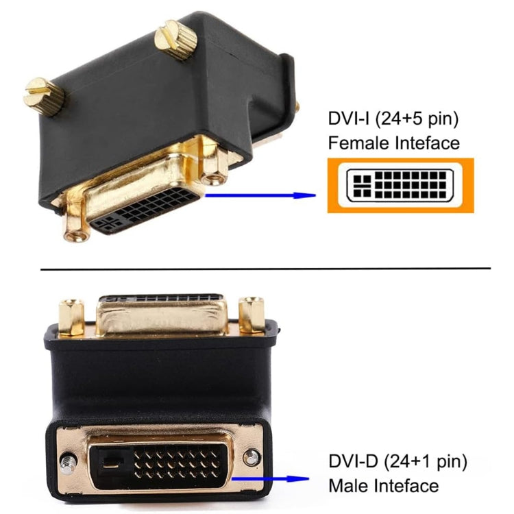 90 Degree Right Angled DVI 24+5 DVI-I Digital Dual Link Male To Female Extension Adapter for HDTV LCD Monitor -  by buy2fix | Online Shopping UK | buy2fix