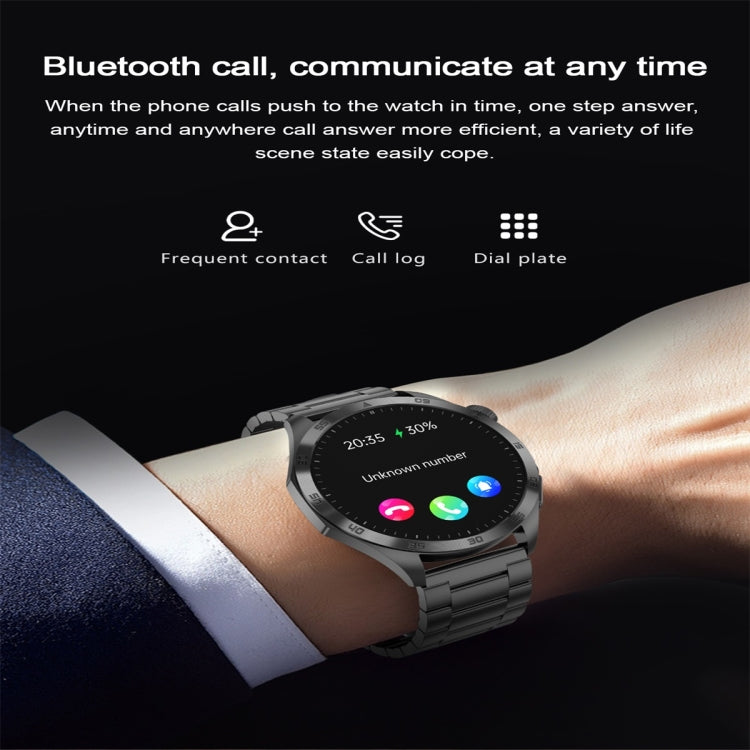 ET485 1.43 inch Color Screen Smart Watch Steel Strap, Support Bluetooth Call / ECG(Black) by buy2fix