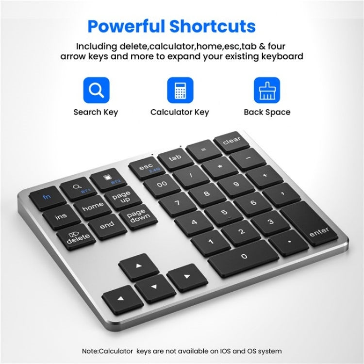 K-35 Computer Laptop Keyboard 35-Keys Tablet Accessories Bluetooth Keypad(Silver) by buy2fix