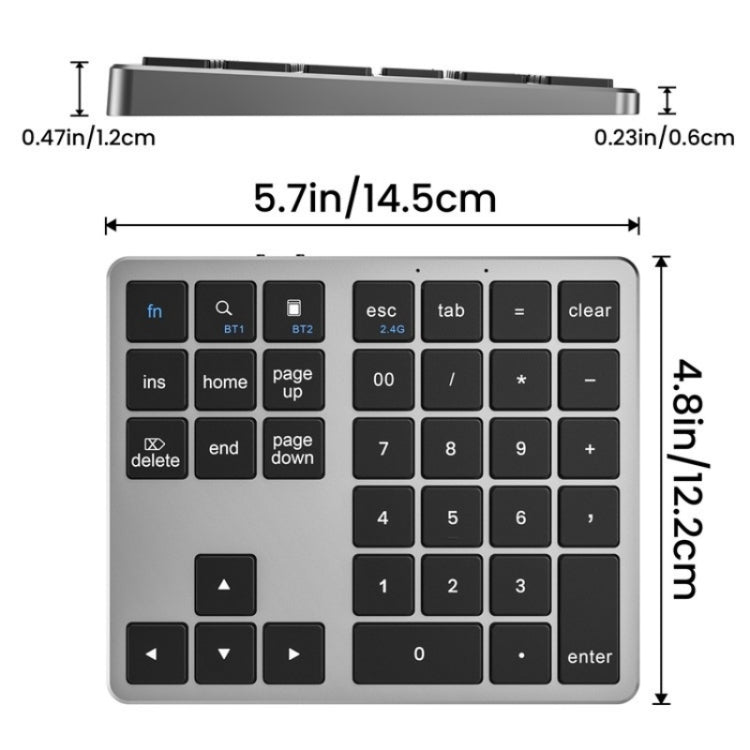 K-35 Computer Laptop Keyboard 35-Keys Tablet Accessories Bluetooth Keypad(Silver) by buy2fix