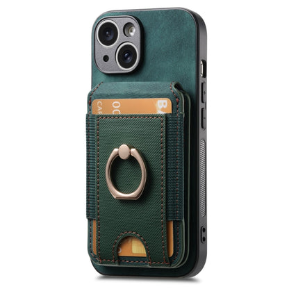 For iPhone 15 Pro Retro Splitable Magnetic Stand Card Bag Leather Phone Case(Green) - iPhone 15 Pro Cases by buy2fix | Online Shopping UK | buy2fix