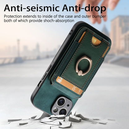 For iPhone 15 Pro Retro Splitable Magnetic Stand Card Bag Leather Phone Case(Green) - iPhone 15 Pro Cases by buy2fix | Online Shopping UK | buy2fix