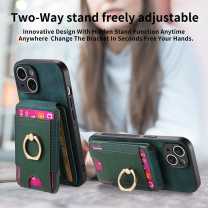 For iPhone 15 Pro Retro Splitable Magnetic Stand Card Bag Leather Phone Case(Green) - iPhone 15 Pro Cases by buy2fix | Online Shopping UK | buy2fix