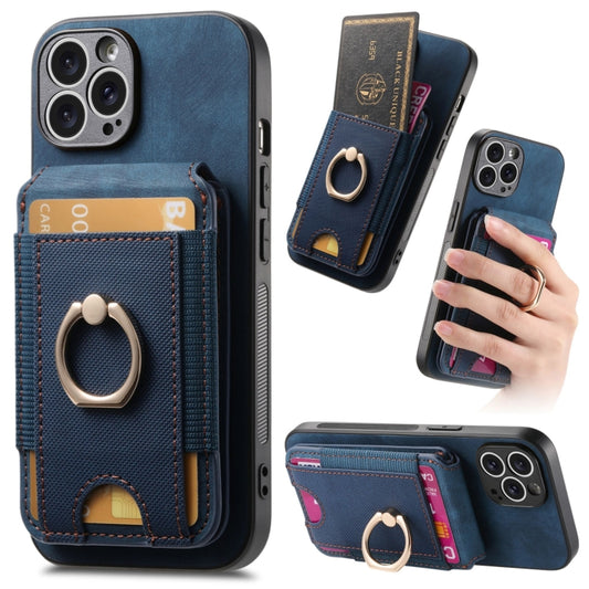 For iPhone 14 Pro Retro Splitable Magnetic Stand Card Bag Leather Phone Case(Blue) - iPhone 14 Pro Cases by buy2fix | Online Shopping UK | buy2fix