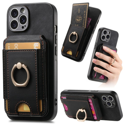 For iPhone 14 Pro Retro Splitable Magnetic Stand Card Bag Leather Phone Case(Black) - iPhone 14 Pro Cases by buy2fix | Online Shopping UK | buy2fix