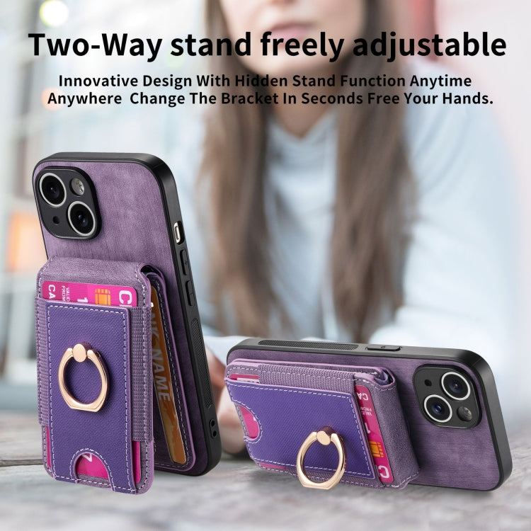 For iPhone 13 Pro Max Retro Splitable Magnetic Stand Card Bag Leather Phone Case(Purple) - iPhone 13 Pro Max Cases by buy2fix | Online Shopping UK | buy2fix