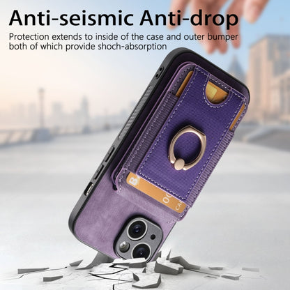 For iPhone 13 Retro Splitable Magnetic Stand Card Bag Leather Phone Case(Purple) - iPhone 13 Cases by buy2fix | Online Shopping UK | buy2fix