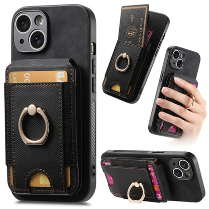 For iPhone 13 Retro Splitable Magnetic Stand Card Bag Leather Phone Case(Black) - iPhone 13 Cases by buy2fix | Online Shopping UK | buy2fix