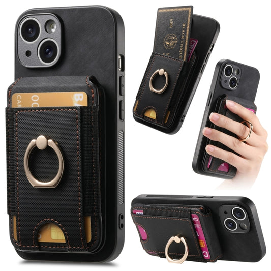 For iPhone 13 Retro Splitable Magnetic Stand Card Bag Leather Phone Case(Black) - iPhone 13 Cases by buy2fix | Online Shopping UK | buy2fix