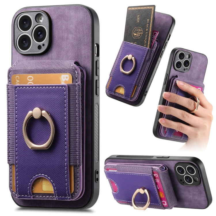 For iPhone 12 Pro Max Retro Splitable Magnetic Stand Card Bag Leather Phone Case(Purple) - iPhone 12 Pro Max Cases by buy2fix | Online Shopping UK | buy2fix