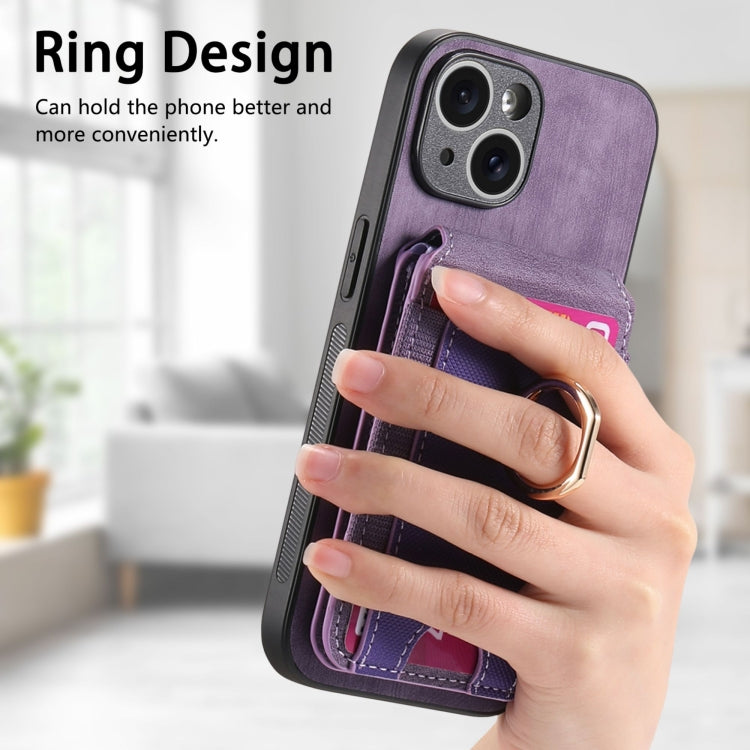 For iPhone 12 Pro Max Retro Splitable Magnetic Stand Card Bag Leather Phone Case(Purple) - iPhone 12 Pro Max Cases by buy2fix | Online Shopping UK | buy2fix
