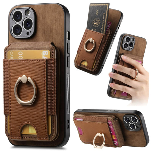 For iPhone 12 Pro Retro Splitable Magnetic Stand Card Bag Leather Phone Case(Brown) - iPhone 12 / 12 Pro Cases by buy2fix | Online Shopping UK | buy2fix