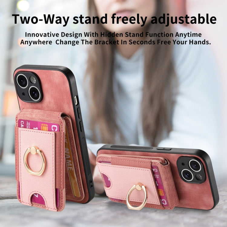 For iPhone XS Max Retro Splitable Magnetic Stand Card Bag Leather Phone Case(Pink) - More iPhone Cases by buy2fix | Online Shopping UK | buy2fix