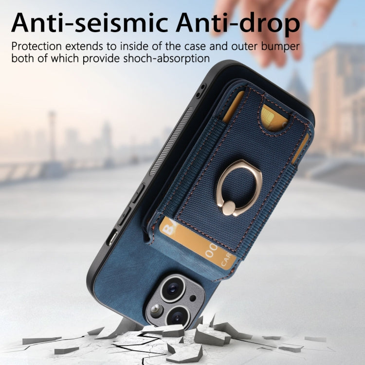For iPhone XS Max Retro Splitable Magnetic Stand Card Bag Leather Phone Case(Blue) - More iPhone Cases by buy2fix | Online Shopping UK | buy2fix