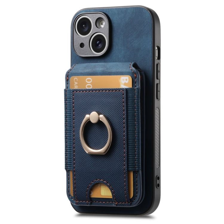 For iPhone X / XS Retro Splitable Magnetic Stand Card Bag Leather Phone Case(Blue) - More iPhone Cases by buy2fix | Online Shopping UK | buy2fix