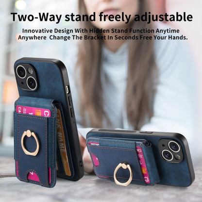 For iPhone X / XS Retro Splitable Magnetic Stand Card Bag Leather Phone Case(Blue) - More iPhone Cases by buy2fix | Online Shopping UK | buy2fix