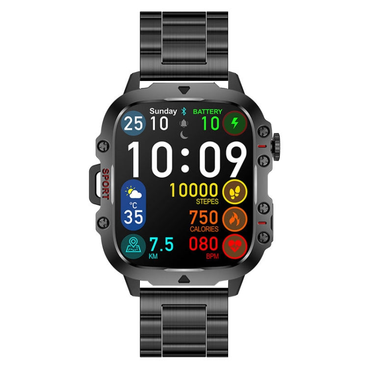 QX11 1.96 inch Color Screen Smart Watch Steel Strap Support Bluetooth Call(Black) by buy2fix